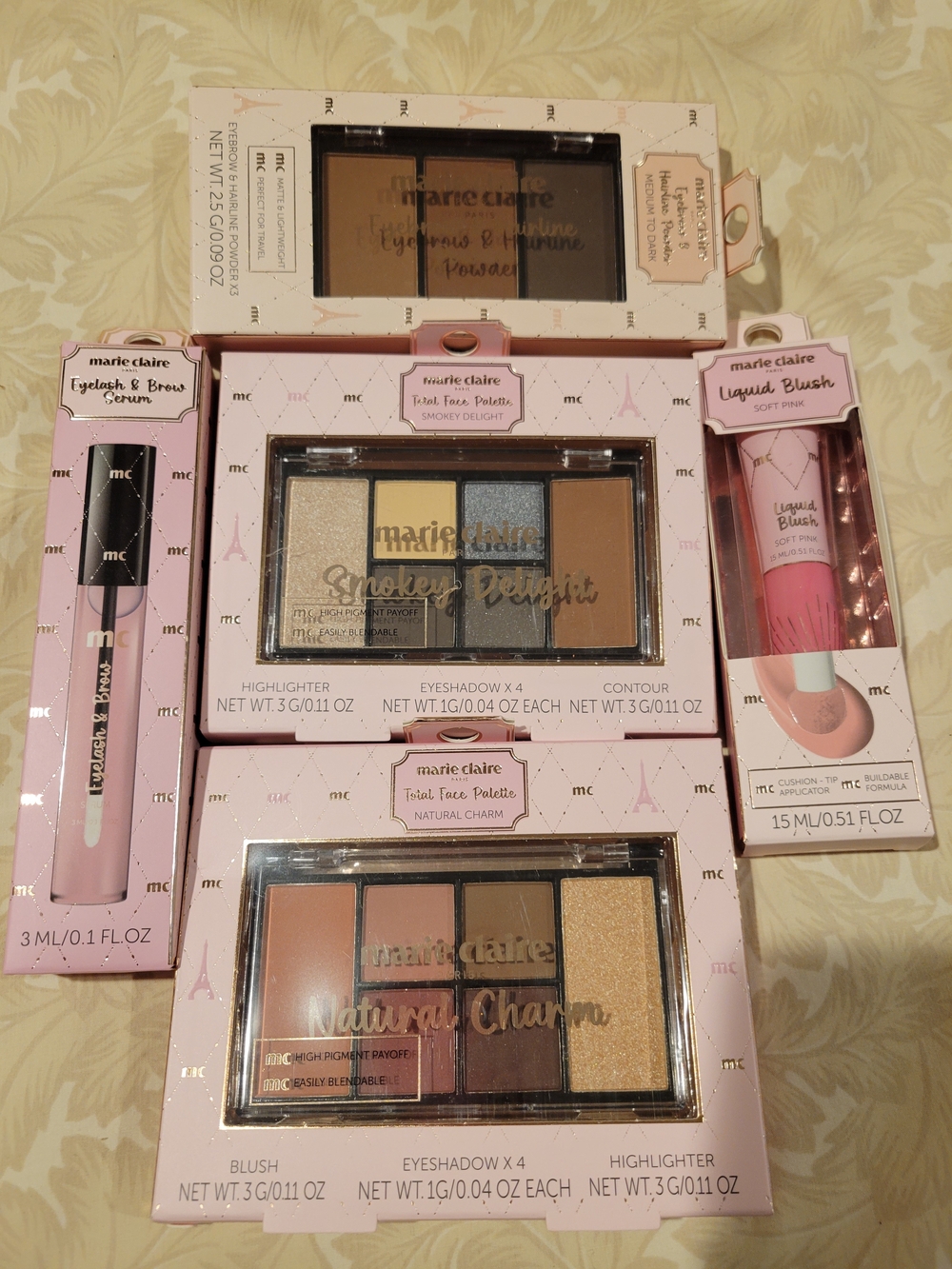 Pink & Neutral Face Palette Set — Eyeshadow, Blush & Blending Brush